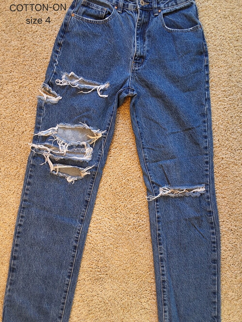 Cotton On Ripped Long Straight Leg Size 4
